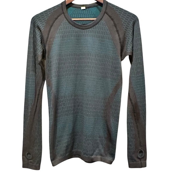 Lululemon Women's Green & Black About That Base Long Sleeve Tee Size 6 - Picture 1 of 9
